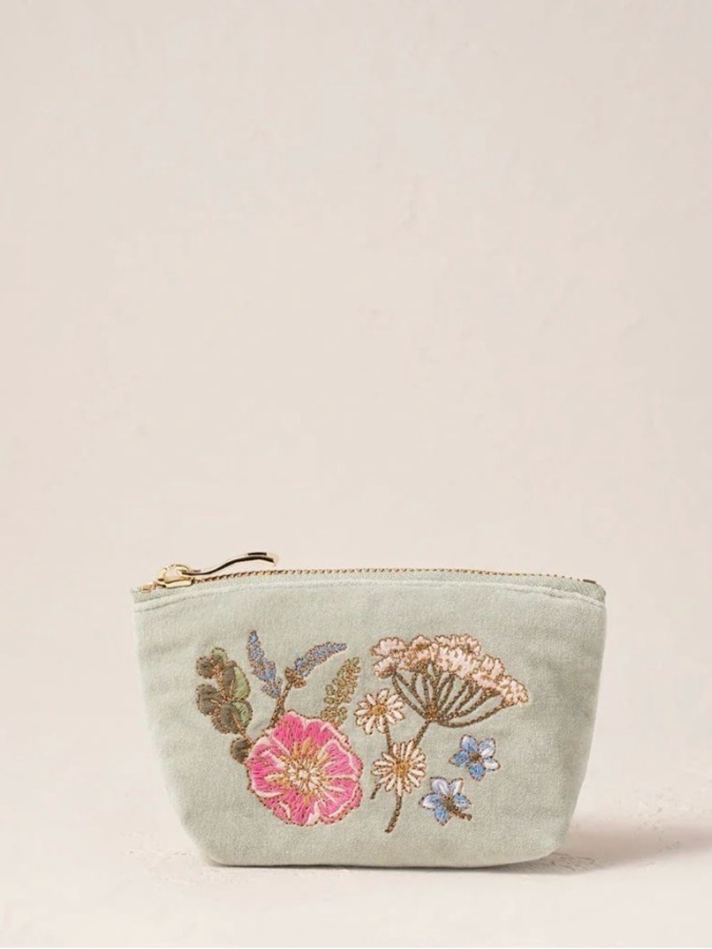 Elizabeth Scarlett Pressed Flowers Coin Purse - Sage Green